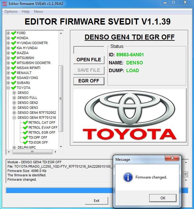 MODULE EGR OFF DENSO GEN4 R7F701216 TDI TOYOTA LEXUS