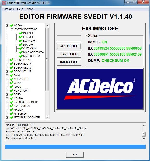 MODULE IMMO OFF ACDelco E98 MPC5674 4MB