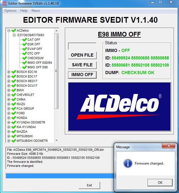 MODULE IMMO OFF ACDelco E98 MPC5674 4MB