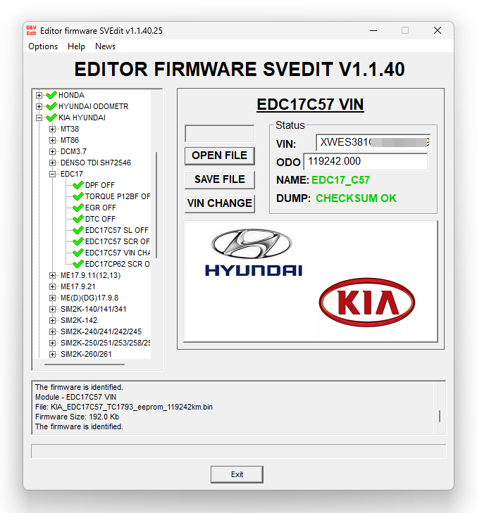 MODULE VIN CHANGE EDC17C57 KIA HYUNDAI