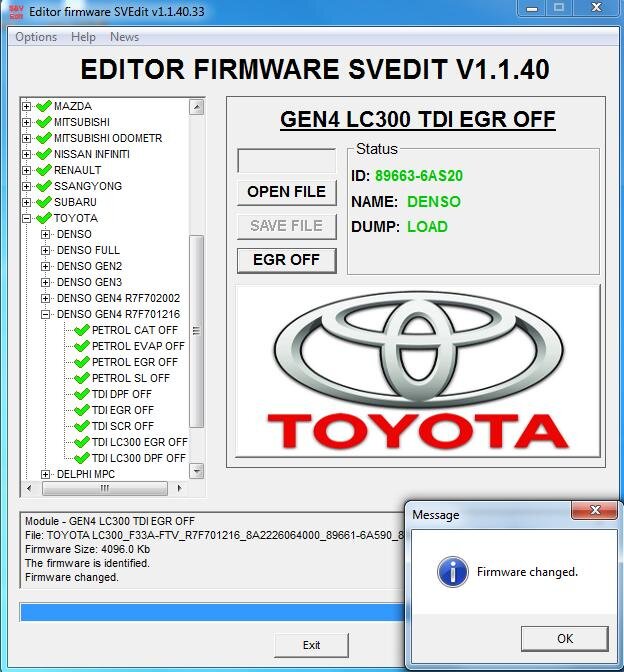 MODULE EGR OFF DENSO GEN4 R7F701216 TOYOTA LC300 F33A-FTV
