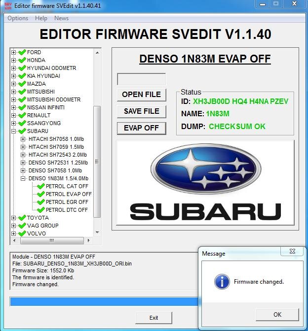 MODULE EVAP OFF DENSO 1N83M SUBARU