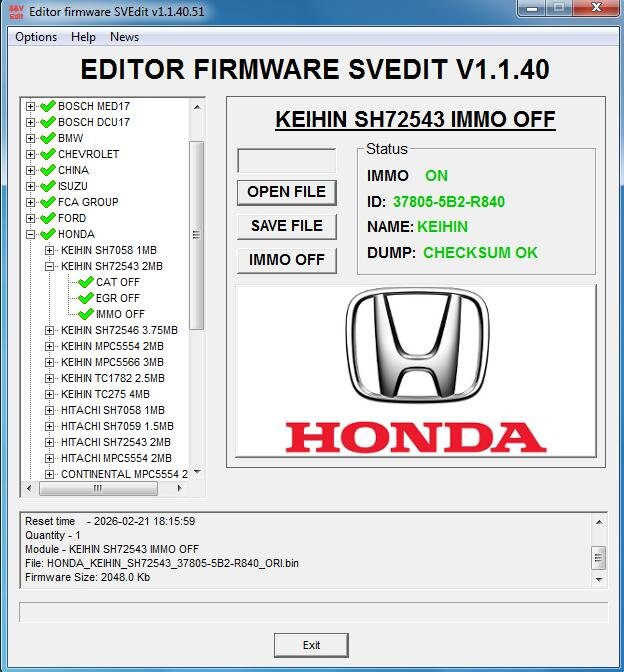 MODULE IMMO OFF KEIHIN SH72543 HONDA