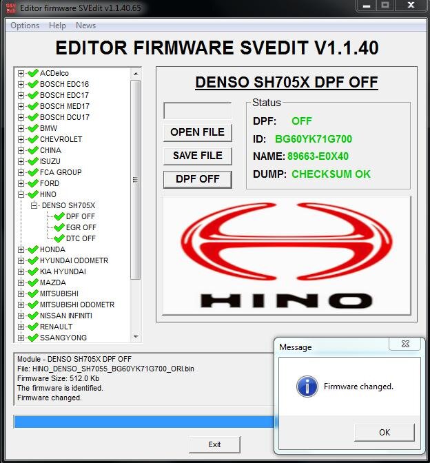 MODULE DPF OFF DENSO SH7055/7058 HINO TRUCK